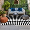 thumbnail image 2 of Black White Plaid Outdoor Rug for Patio/Deck/Porch, Non-Slip Large Area Rug 3 x 5 Ft, Modern Minimalist Geometric Checkered Indoor Outdoor Rugs Washable Area Rugs, Camping Rug Carpet Runner, 2 of 8