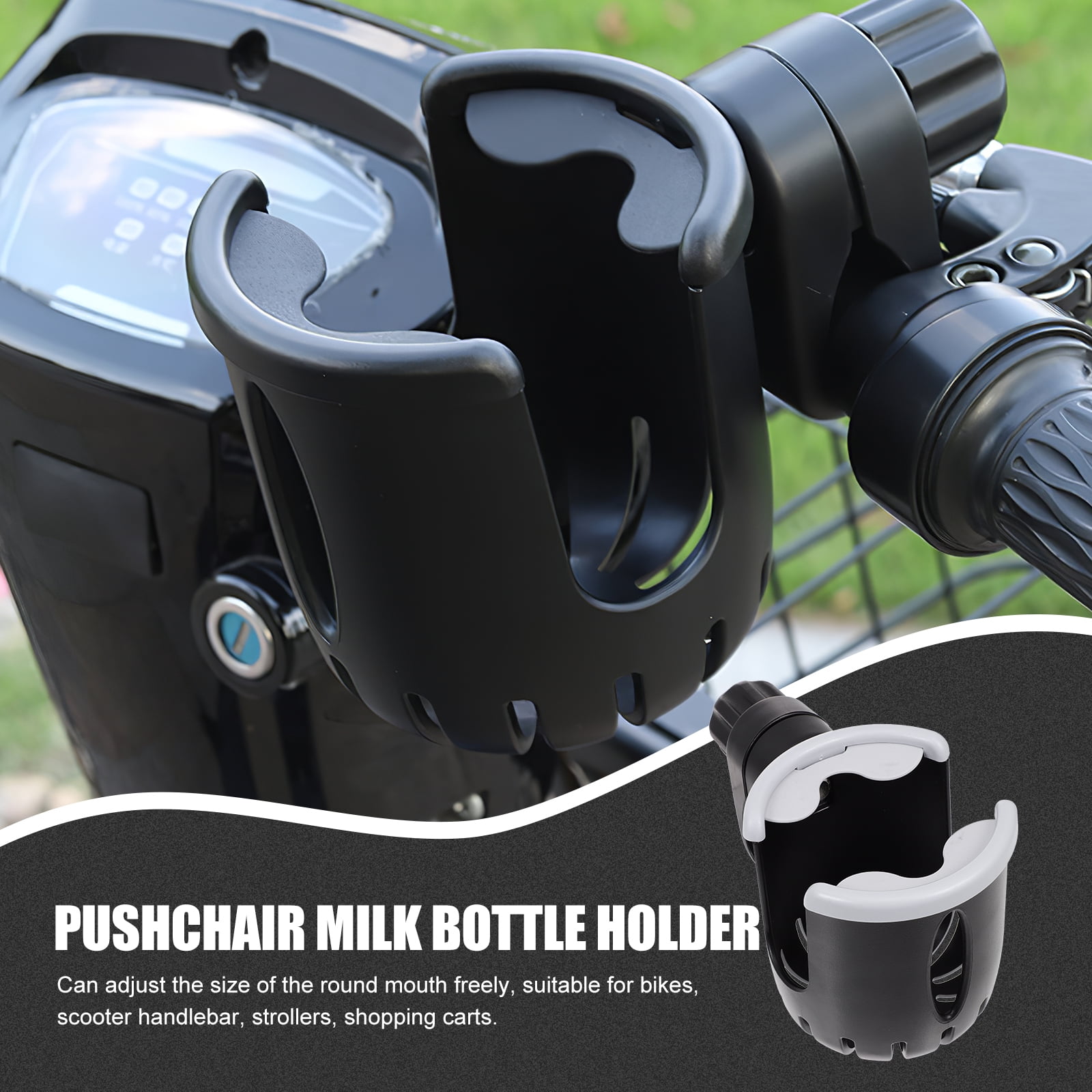 RENACLIPY Rotatable Black ABS Bottle Holder for Strollers, Bikes, and Outdoor Use - Drink Holder Accessory