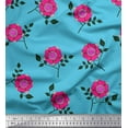 thumbnail image 1 of Soimoi Cotton Duck Fabric Leaves & Pink Flower Floral Print Fabric by Yard 42 Inch Wide, 1 of 1