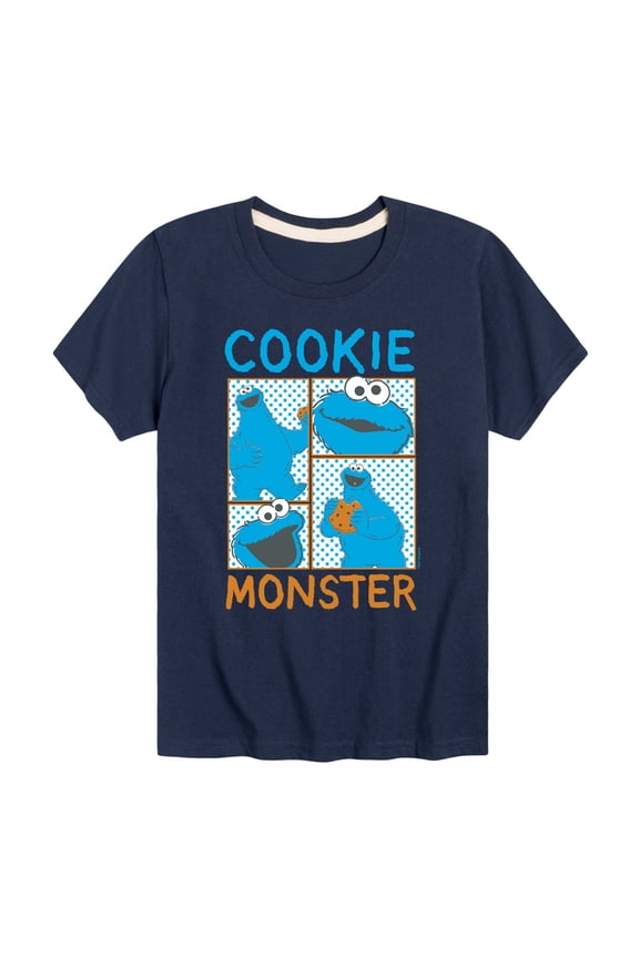 - Cookie Monster Grid - Toddler and Youth Short Sleeve Graphic T-Shirt