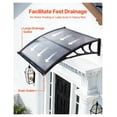 thumbnail image 2 of Door Awning 38 x 40 inch, Front Door Canopy Polycarbonate, Rain Snow Sun Protection, Exterior Window Awnings with Brackets, Porch Patio Overhang - Smoky Gray, 2 of 9