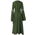 thumbnail image 3 of Domzest Medieval Dress for Women Vintage Renaissance Costumes Lace Up Bell Sleeve Square Neck Dresses Halloween Maxi Dresses Green 3XL, 3 of 3