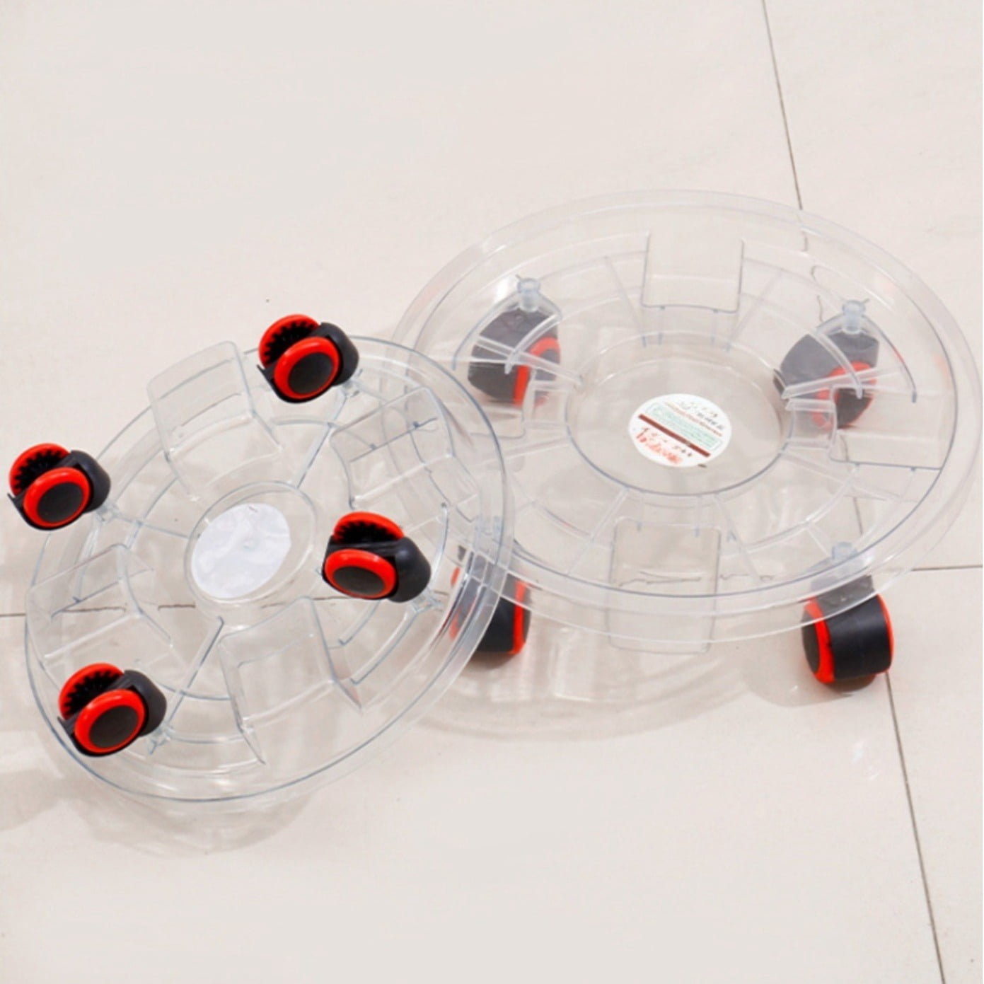 8Pcs Heavy-Duty Clear Plant Caddy with Wheels, Rolling Flower Pot Stand 11.8" Inner 13" Outer Diameter, Water Collection Plant Dolly for Large Indoor Outdoor Potted Plants