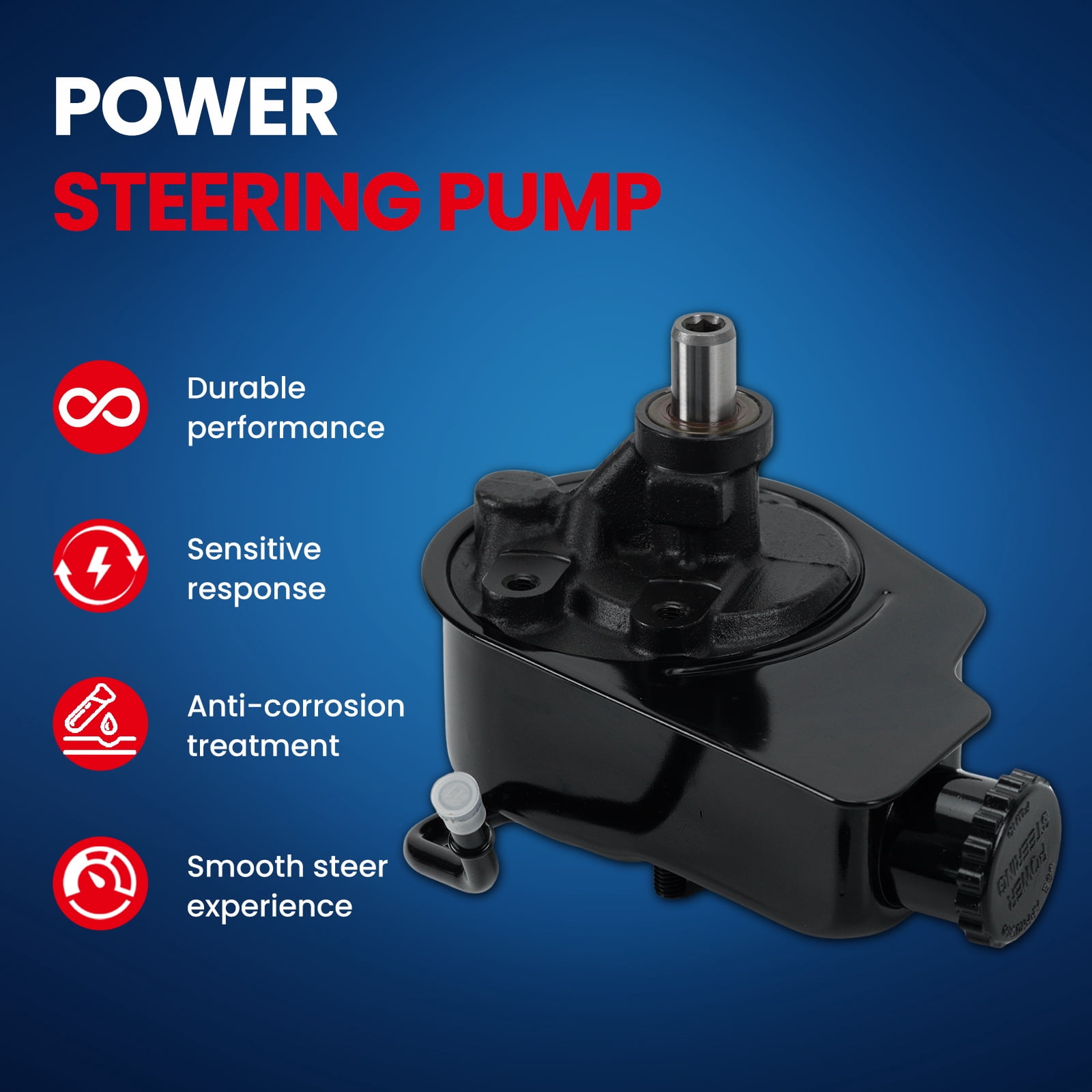 MOCA AUTOPARTS Power Steering Pump with Reservoir Fit for 2007-2013 Chevrolet Avalanche 5.3L & 1999-2006 Chevrolet Silverado 1500 5.3L & 2007-2014 GMC Yukon XL 1500 6.2L