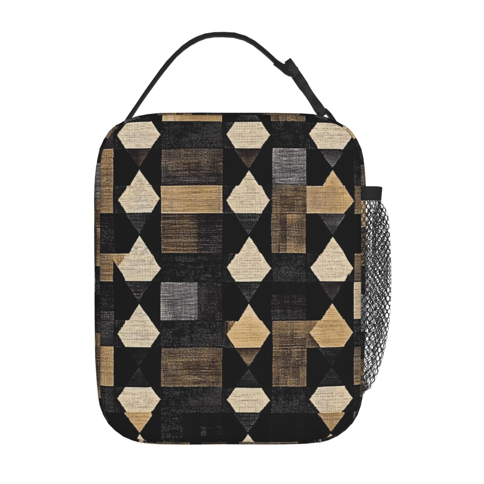 Lunch Bag For Women Men Insulated Portable Lunch Box Bento Box Office Picnic Travel Cooler Bag Darkvoilet Houndstooth Checkered_2