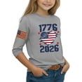 thumbnail image 3 of CCRFTGI American 4th of July Shirts for Children Girls Size 7 USA Shirts Funny 3/4 Sleeve 1776-2026 American Flag Heart Summer Tunic Blouses Independence Day Girls Fashion Outfit Gray 5-6 Years, 3 of 5