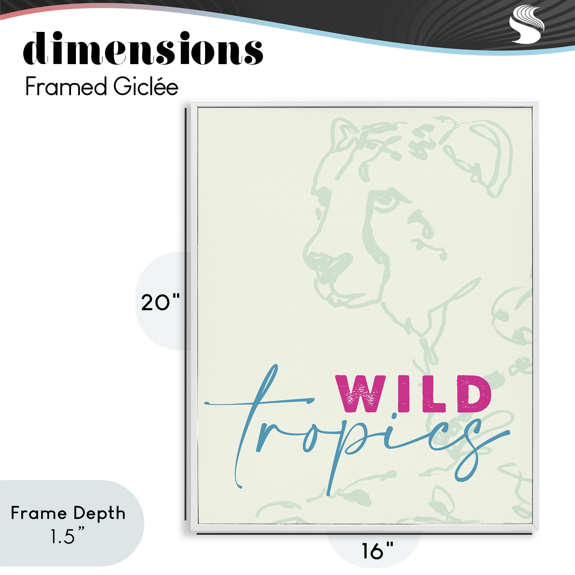 Stupell Industries Wild Tropics Cheetah White Framed Giclee Art, design by Lanie Loreth