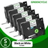GREENCYCLE 5PK TZ-231 Compatible for Brother P-touch TZe-231 TZe231 TZ231 0.47'' 12mm Black on White Laminated Label Maker Tape