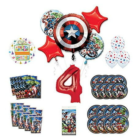 Mayflower Products Avengers 4th Birthday Party Supplies and 8 Guest Balloon Decoration Kit