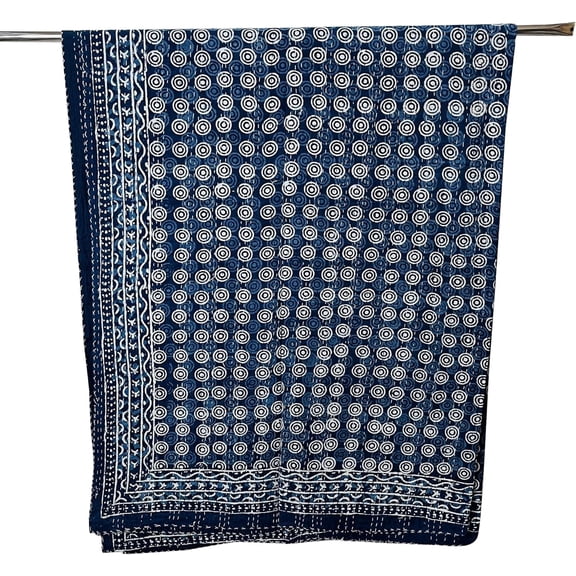 Kantha Bedspread Blanket Cotton Bed Cover Quilt Boho Kantha Quilts Bedspread Hand Block Print Kantha Quilt