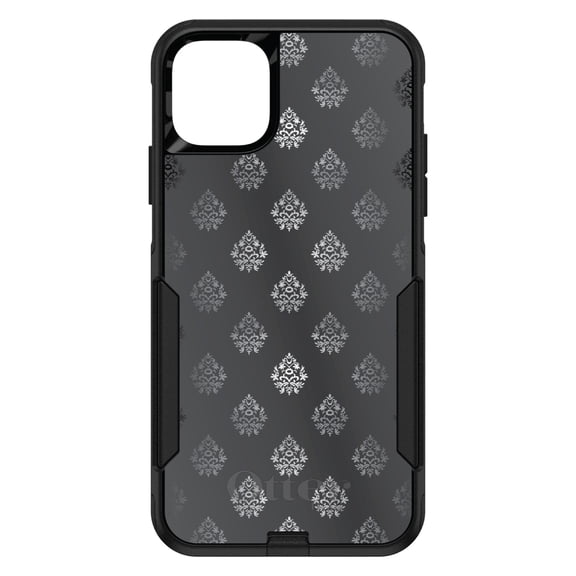 DistinctInk OtterBox Commuter Custom Case for Apple iPhone 15 (6.1" Screen) - Floral Damask Pattern - Shockproof Protection