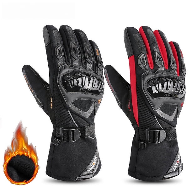 Guantes de invierno para montar en motocicleta o coche eléctrico, cálidos, impermeables, a prueba de viento, largos, con forro polar, para hombre
