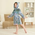 thumbnail image 4 of FORMRS Niños Bathrobe Unisex Hooded Robe Soft Plush Pajamas Sleepwear, Size 4-6T, Blue Floral Window, 4 of 7