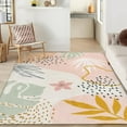 thumbnail image 4 of Moynesa 6'x9' Machine Washable Area Rugs,Pink Non-Slip Large Living Room Rug Lightweight Throw Soft Carpet for Bedroom, Boho Botanical Print Ultra-Thin Indoor Rug for Dining Room, 4 of 8