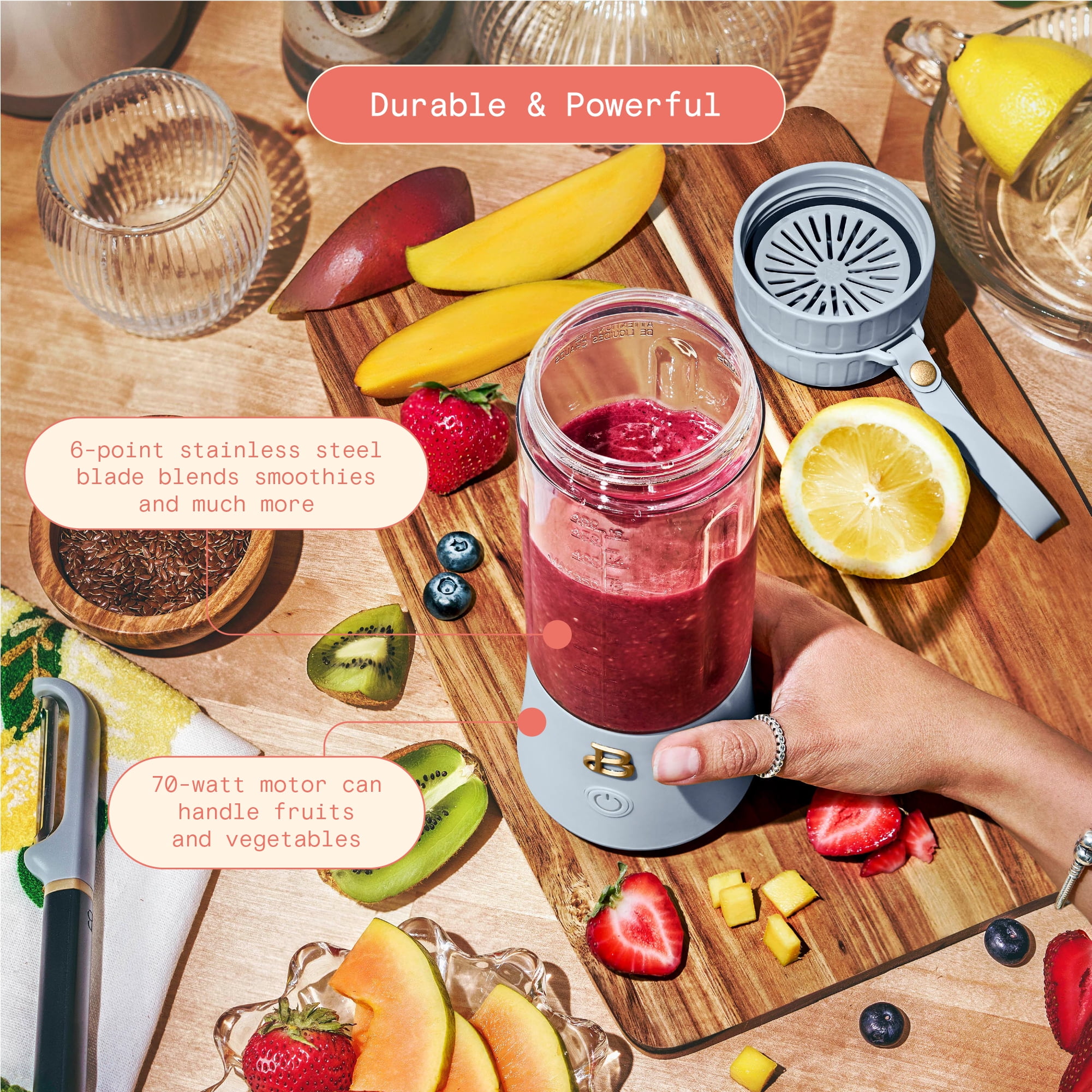 Beautiful Portable to-Go Blender 2.0, 70 W, 16 oz, Cornflower Blue by Drew Barrymore