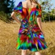 thumbnail image 5 of Vestido elegante de manga corta con estampado de tigre para mujer, promoción de vestidos africanos para mujer, 5 of 7