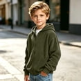 thumbnail image 4 of Nugftut Sweatshirts for Boys Corduroy Full-Zip Hooded Long Sleeve Sweatshirts Size 5-6 Army Green, 4 of 8