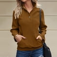 thumbnail image 4 of Yuhangmm Women Hoodies Long Sleeve Hoodless Sweatshirt Casual Crewneck Pullover Soft Comfortable Blouse Top for Everyday Style Coffee M, 4 of 7