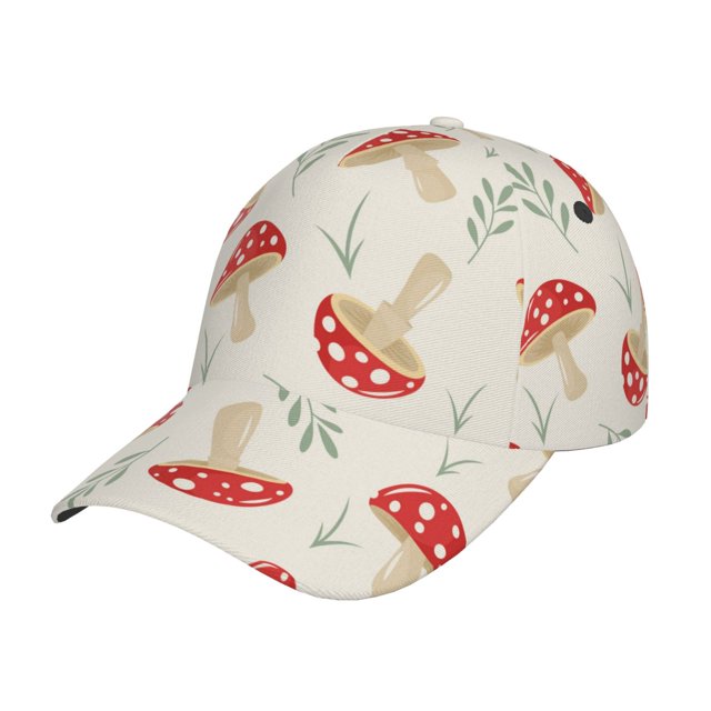 Balery Cartoon Flat Mushrooms Gorra de béisbol de tamaño ajustable para correr, entrenar y actividades al aire libre. Gorra de papá para todas las estaciones.