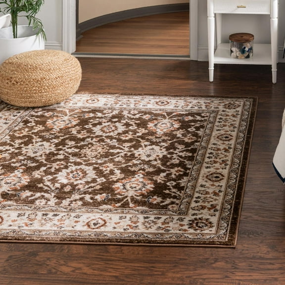 Unique Loom Charlotte Collection Area Rug - Carmel (5' 3" Square Brown/Ivory)