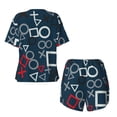 thumbnail image 2 of Sigee Navy Blue Geometric for Sleepwear Casual Pjs with Pockets Women's Pajamas Sets Shorts 2 Piece Short Sleeve Lounge Sets Small, 2 of 9