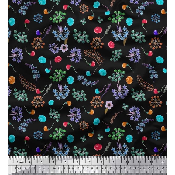 Soimoi Cotton Duck Fabric Leaves,Floral & Berries Fruits Print Fabric by Yard 42 Inch Wide