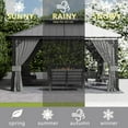 thumbnail image 5 of ASJMR 12x14 FT Hardtop Gazebo Double Roof,Outdoor Metal Pavilion Garden Tent with Netting and Curtains,Gray, 5 of 6