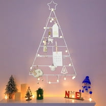 Foldable Iron Christmas Tree Grid Frame | Wall-Mounted Holiday Decoration | Includes 1 Tree Grid for Easy Ornament & Light Display | 31.88x18.89 Inches