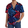 thumbnail image 3 of Honeii 's Red White Blue Fireworks for men's short-sleeved button-up collared shirt featuring a pocket, perfect for beach vacations, and travel adventures., 3 of 5