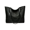 thumbnail image 2 of EGNMCR Ladies Tote Large Capacity Shoulder Bag Oxfords Cloth Splicing Soft Leather Tote Large Bag Oxford clothe tote bages, 2 of 6