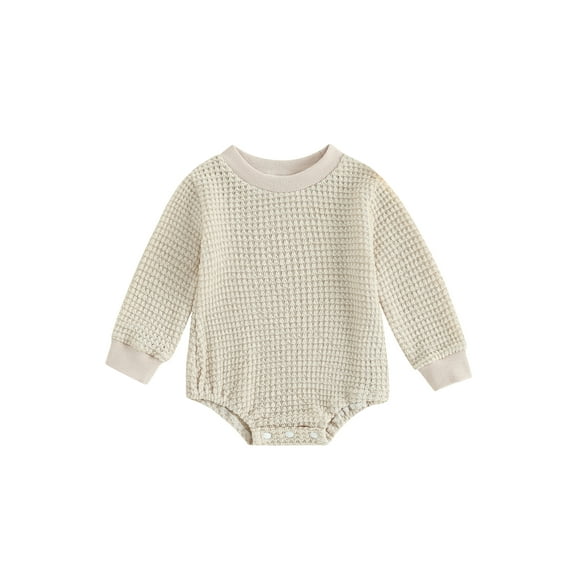 Infant Baby Boys Girls Fall Clothes Solid Color Long Sleeve Crew Neck Romper Autumn Casual Jumpsuit