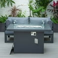 thumbnail image 4 of LeisureMod CSFCBL-2BU Chelsea Sectional Loveseat & Fire Pit Table Set with Cushions & Black Aluminum, Blue - 3 Piece, 4 of 5