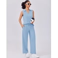 thumbnail image 5 of Pinspark Lounge Sets for Women 2 Piece Sleeveless V Neck with Side Slits Top and Nine Point Pants with Pockets Outfits Summer, 5 of 6
