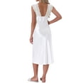 thumbnail image 3 of INSPIRE CHIC Women's Satin Tank Nightdress Lace Trim V-Neck Sleepwear Sleeveless Pajama Dress Midi Nightgowns M White, 3 of 6