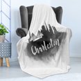 thumbnail image 4 of Charleston Soft Flannel Fleece Blanket, Smoky Style City Skyline Simplistic Illustration Modern Graphic Design, Cozy Plush for Indoor and Outdoor Use, 50" x 60", Charcoal Grey White, by Ambesonne, 4 of 5