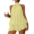 thumbnail image 2 of Xdegoge Cocktail Dresses for Women Flowy Fit Halter Neck Party Dress Sleeveless Mini Dress Tiered Ruffle Hem Solid Color Summer Club Evening Night, 2 of 7