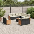 thumbnail image 1 of vidaXL 12 Piece Garden Sofa Set with Cushions Black Poly Rattan, 1 of 5