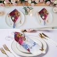 thumbnail image 3 of Pink Red Roses Cloth Napkins, Spring Floral Butterflies Abstract Art Washable and Reusable Dinner Napkins Set of 4, Table Napkin for Kitchen Party Birthday Wedding Hotel Housewarming 20"x20", 3 of 9