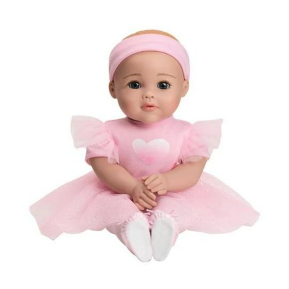 Colección Adora Baby Ballerina Juego de muñeca bebé de 13 pulgadas con vestido rosa, diadema y zapatos de bailarina hechos en vinilo suave con aroma fresco a talco para bebé, cuerpo lavable a máquina,