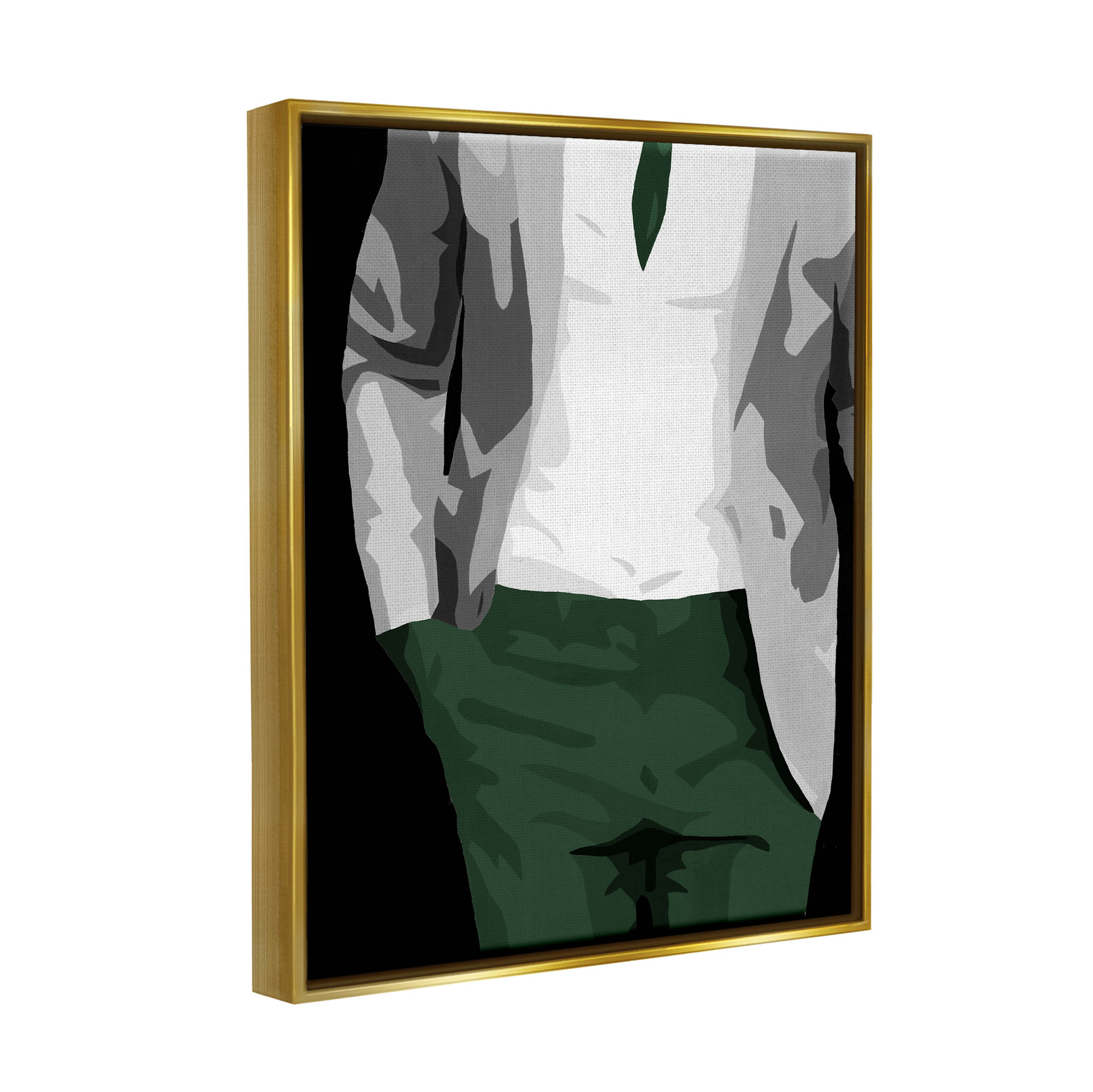 Stupell Industries Man In Suit Trendy Fashion Graphic Art Metallic Gold Floating Framed Canvas Print Wall Art, Design by Beth Ann Lawson