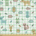 thumbnail image 2 of Cartoon Fabric by the Yard, Hand Drawn Animals Like Cat Dog Rabbit Fox and Hedgehod Along Sun Clouds and Leaves, Decorative Upholstery Fabric for Chairs & Home Accents, Multicolor by Ambesonne, 2 of 5