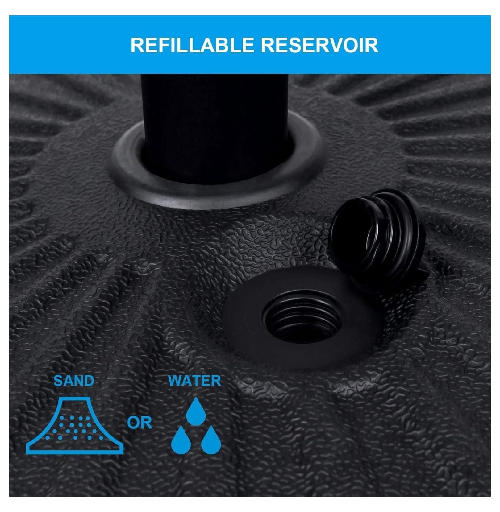 50lbs 20" Capacity Fillable Patio Umbrella Round Base for Outdoor Lawn, Garden, Black