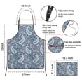 thumbnail image 3 of Blue Pioneer Flower and Paisley Pattern (3) Apron-Garden Aprons for Women with Pockets-Cotton Linen Waterproof Kitchen Cooking Gardening Aprons Adjustable for Kitchen,Cooking,BBQ and Salon 33x27 Inch, 3 of 7