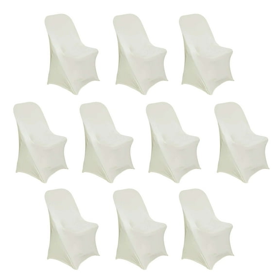Efavormart 10 Pack Ivory Spandex Folding Slip On Chair Covers, Stretch Fitted Chair Covers - 160 GSM
