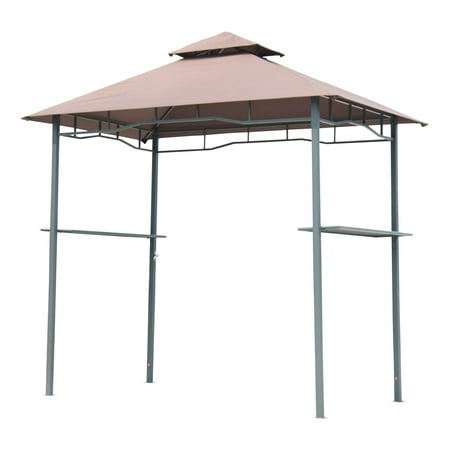 - 8' Outdoor Double-Tier BBQ Grill Canopy Barbecue Tent Shelter Patio Deck Cover