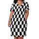 thumbnail image 3 of Vestido de noche holgado con bolsillos para mujer traje de noche femenino con diseño hexagonal en blanco y negro, 3 of 7
