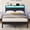 Black, variant on Black King Size Bed Frame with LED Lights and Charging Station, King Size Platform Bed with Metal Slats and Wood Headboard, No Box Spring Needed