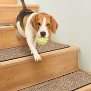 Set of 15 Skid-Resistant Carpet Stair Treads - Black Ripple - 8 Inches X 30 Inches