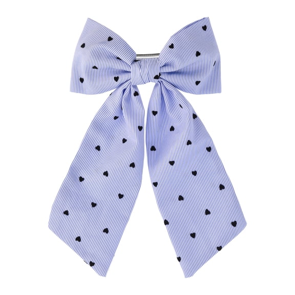 No Boundaries Large Heart Stripe Bow Barette Clip, Women's