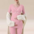 thumbnail image 2 of QIUOMBBP Pregnant Women's Solid Color Round Neck Long Sleeved Top To Be Worn As A Base During Pregnancy Pink L, 2 of 7